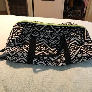 Black tribal print duffle bag